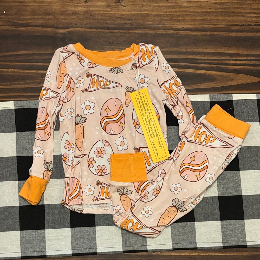 Bamboo EASTER EGG Pajama PANTS LONG SLEEVE SET 2T new
